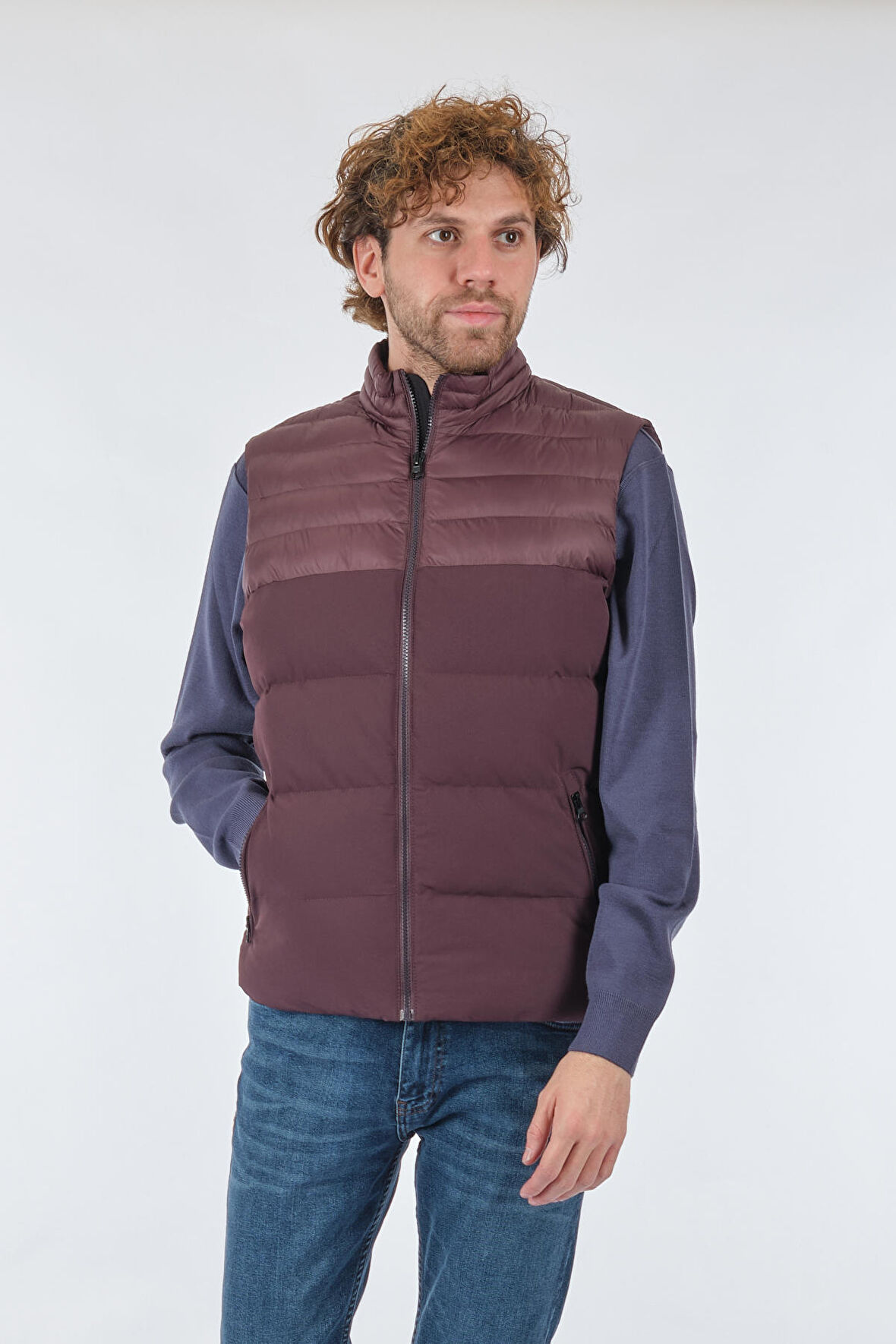 Four Hand's Fermuarlı Cepli Bordo Erkek Yelek YL-ZUBER-BORDO