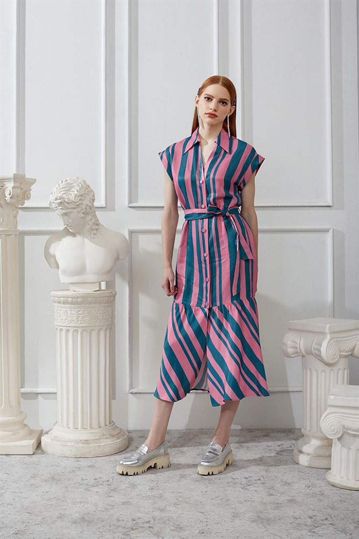 Naar Gömlek Yaka Düşük Kol Orjinal Kadın Elbise 23161102