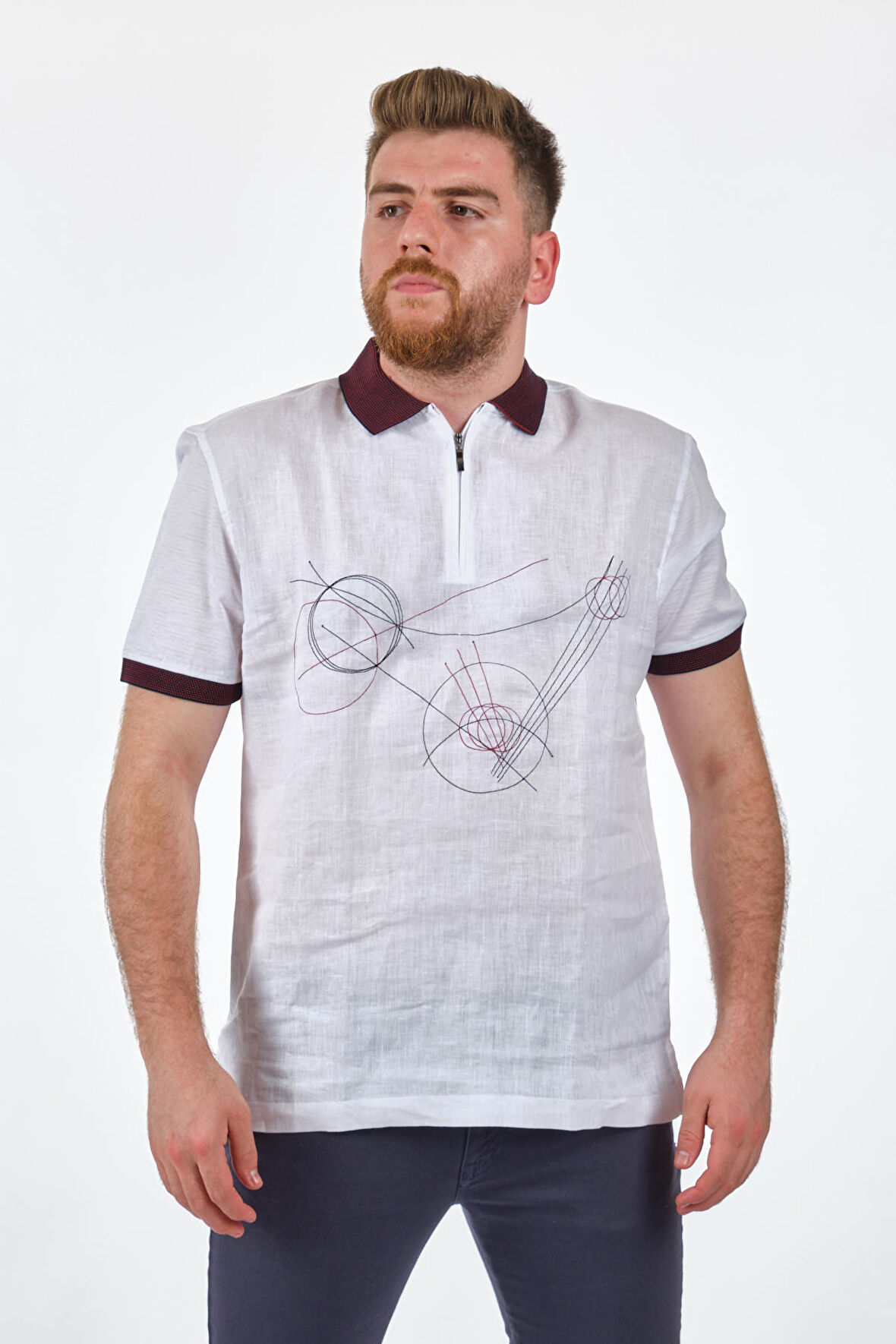 Gallus Polo Yaka Beyaz Erkek T-Shirt 23MS8636