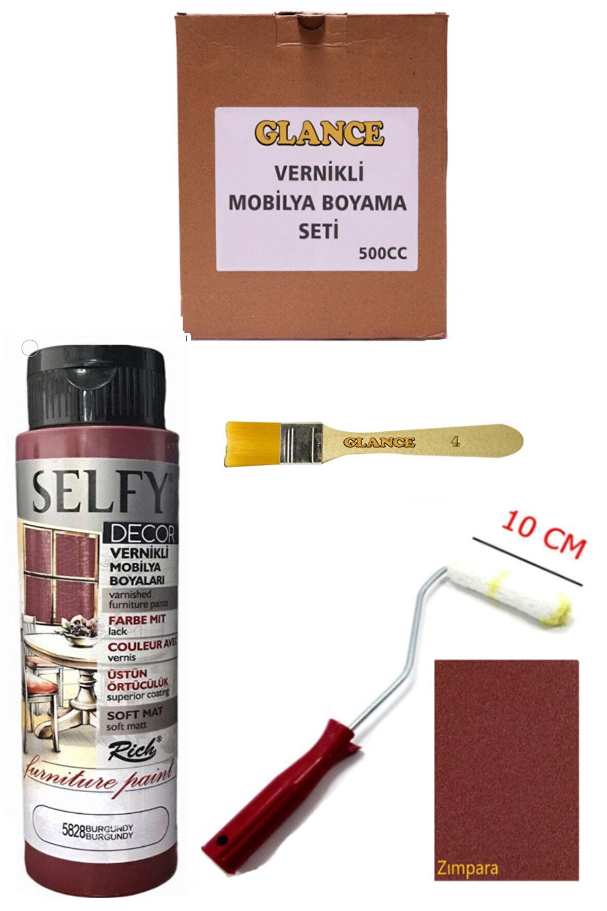 Rich Selfy Decor 500 Cc Burgundy Kendinden Vernikli Genel Amaçlı Boyama Seti