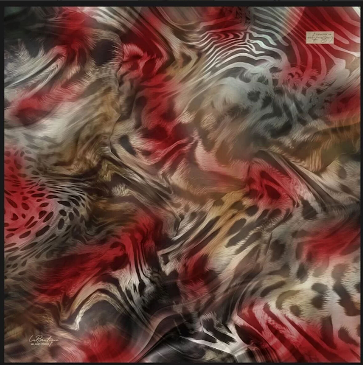 La Boutique Tivil Saf İpek Eşarp 236505 - 49017 Kırmızı Karışık Desen