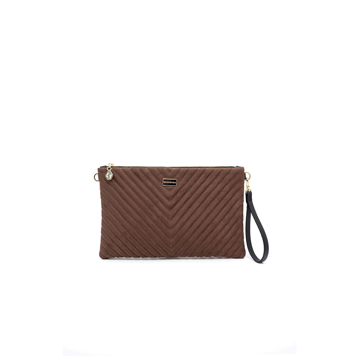 Silver Polo  Kadın Portföy Çantası 1034-45879 SILVER POLO CLUTCH M152 SÜET KAHVE-V SÜET KAHVE