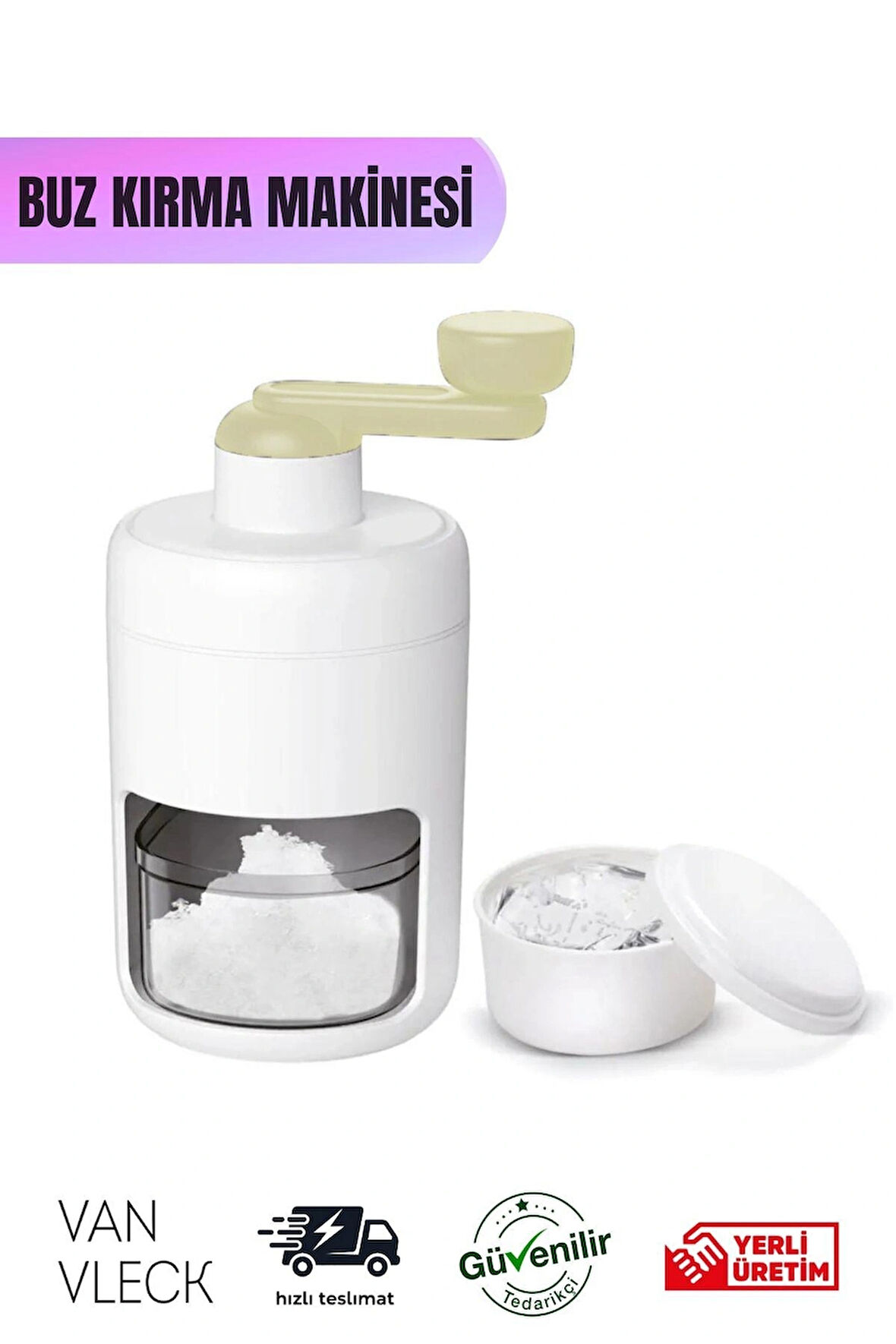 500 ml Milkshake Buz Kırıcı – Pratik Manuel Buz Kırıcı, İçecek Hazırlama ve Soğutucu Öğütücü