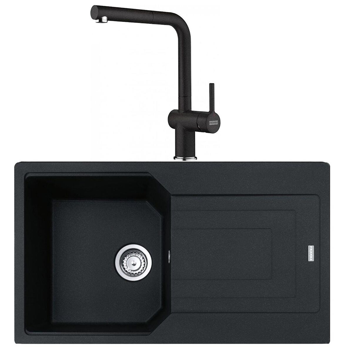 Franke Urban UBG 611-86 Nero Granit Eviye-Active Plus Doccia 2.0 Nero Batarya Seti