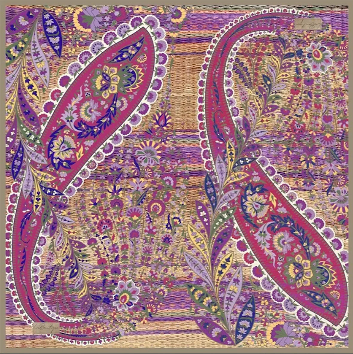 La Boutique Tivil Saf İpek Eşarp 232508 - 49063 Pembe Karışık Desen