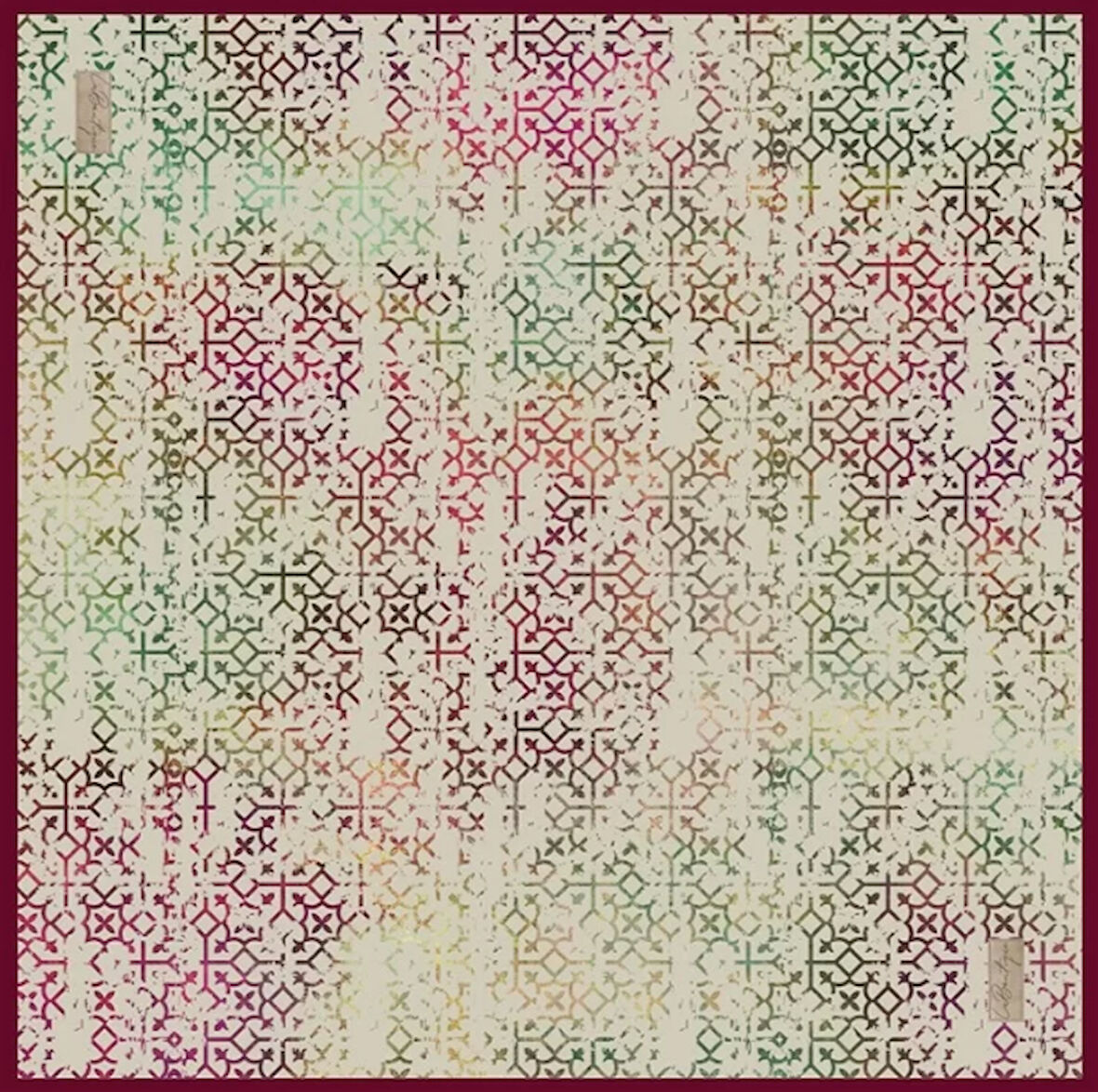 La Boutique Tivil Saf İpek Eşarp 222903 - 49102 Krem Karışık Desen