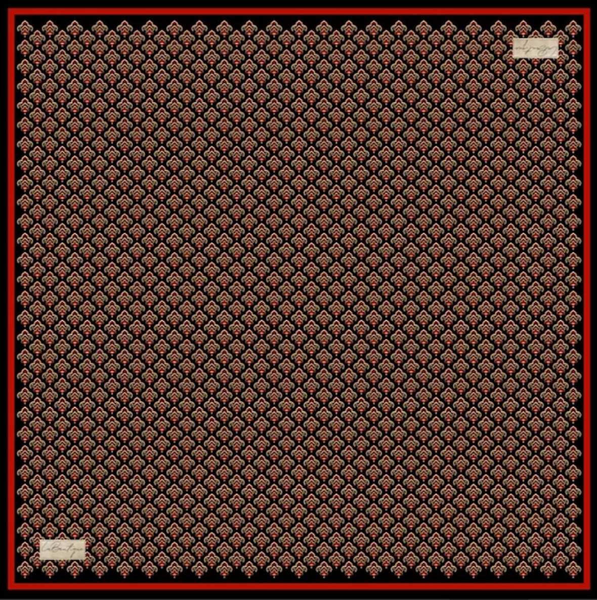 La Boutique Tivil Saf İpek Eşarp 223606 - 49106 Siyah Karışık Desen