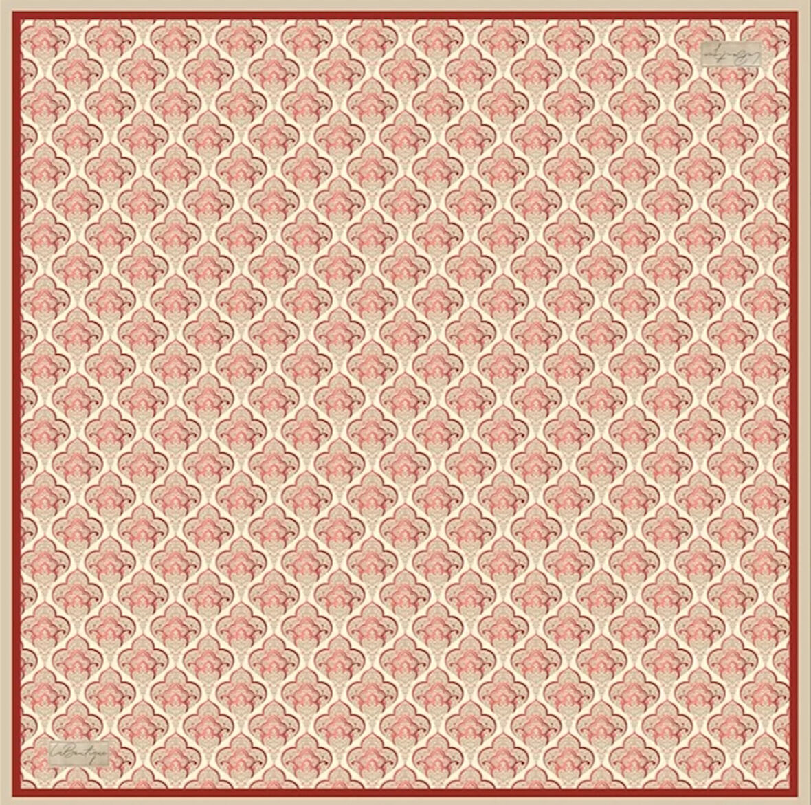 La Boutique Tivil Saf İpek Eşarp 223704 - 49010 Kırmızı Karışık Desen