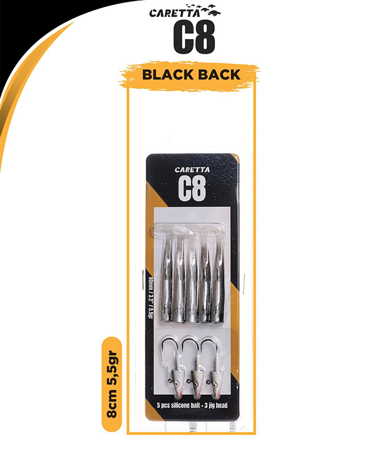 Caretta C8 8Cm 5.5 Gr Color Code: BLACK BLACK