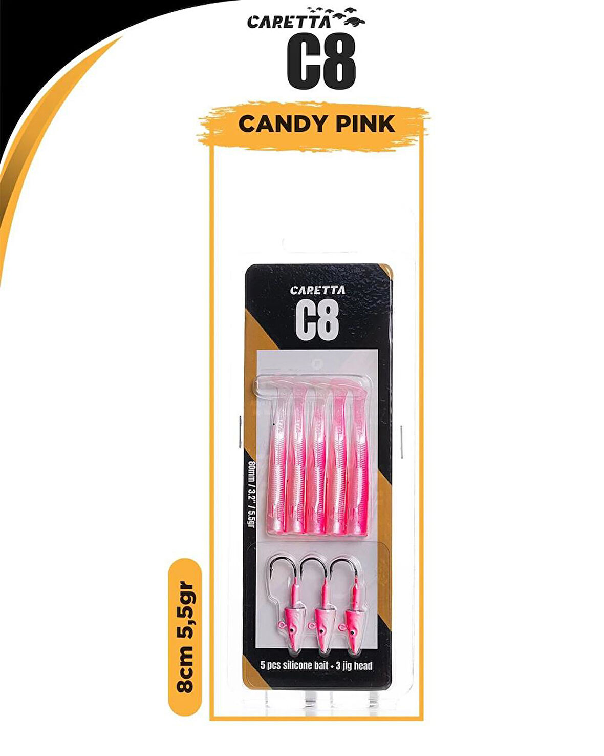 Caretta C8 8cm 5.5gr Lrf Silikon Yem   Candy Pink