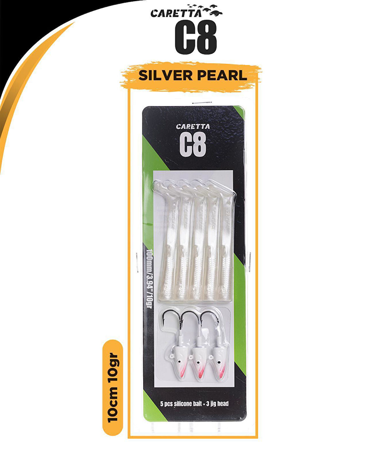 Caretta C8 10cm 10gr Lrf Silikon Yem   Silver Pearl
