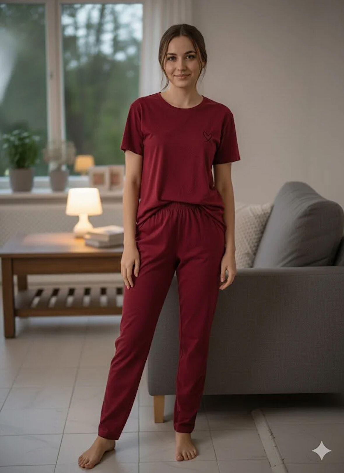 KADIN BORDO PİJAMA TAKIMI