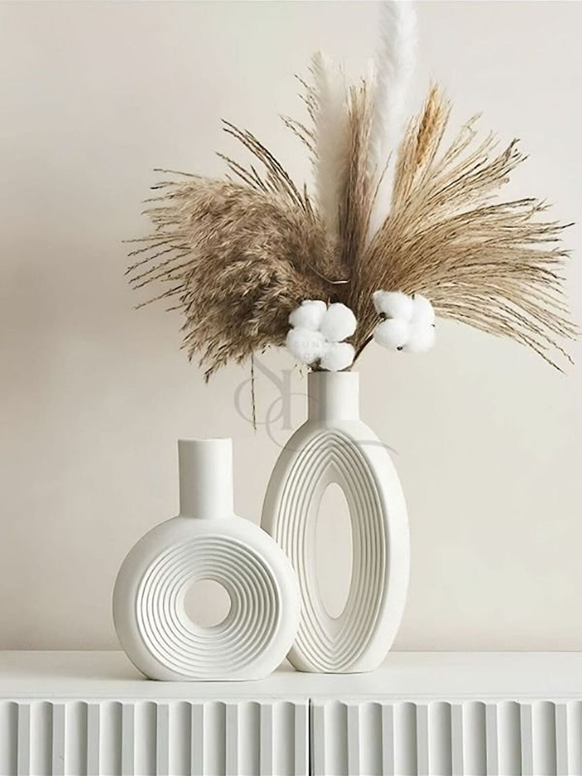 2'li Dekoratif İskandinav Donut Vazo Set