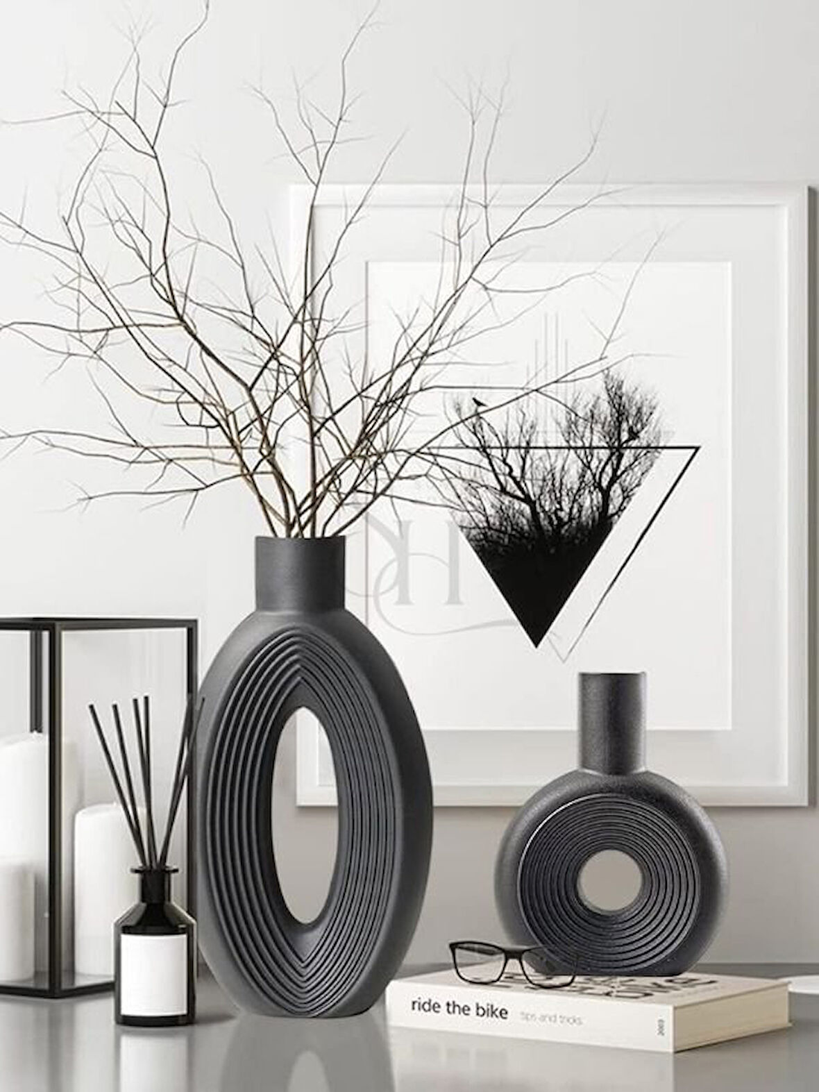 2'li Dekoratif İskandinav Donut Vazo Set