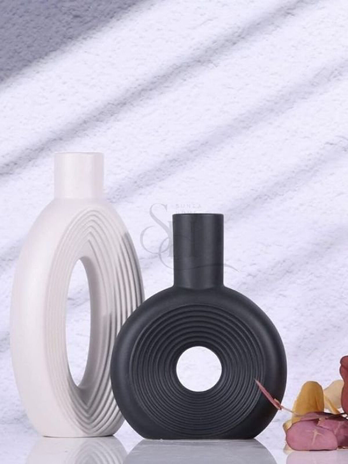 2'li Dekoratif İskandinav Donut Vazo Set