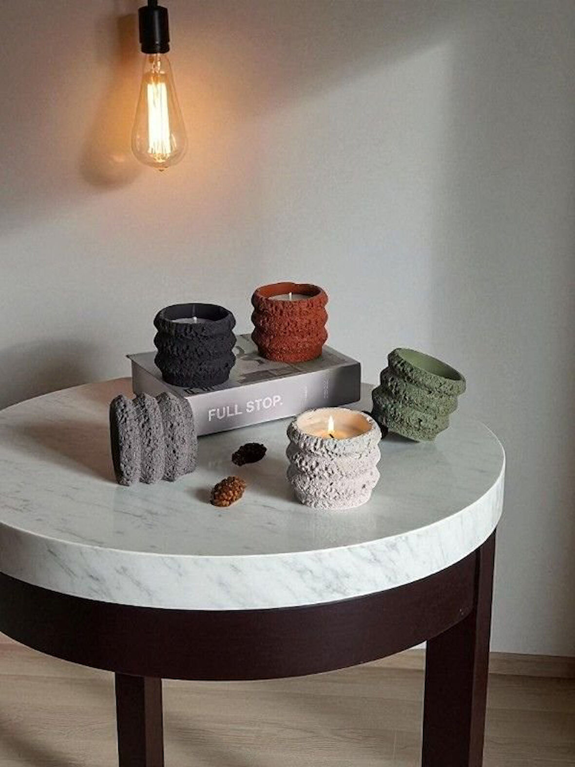 5'li Ay Yüzey Kendinden Desenli Pinterest Mum Set