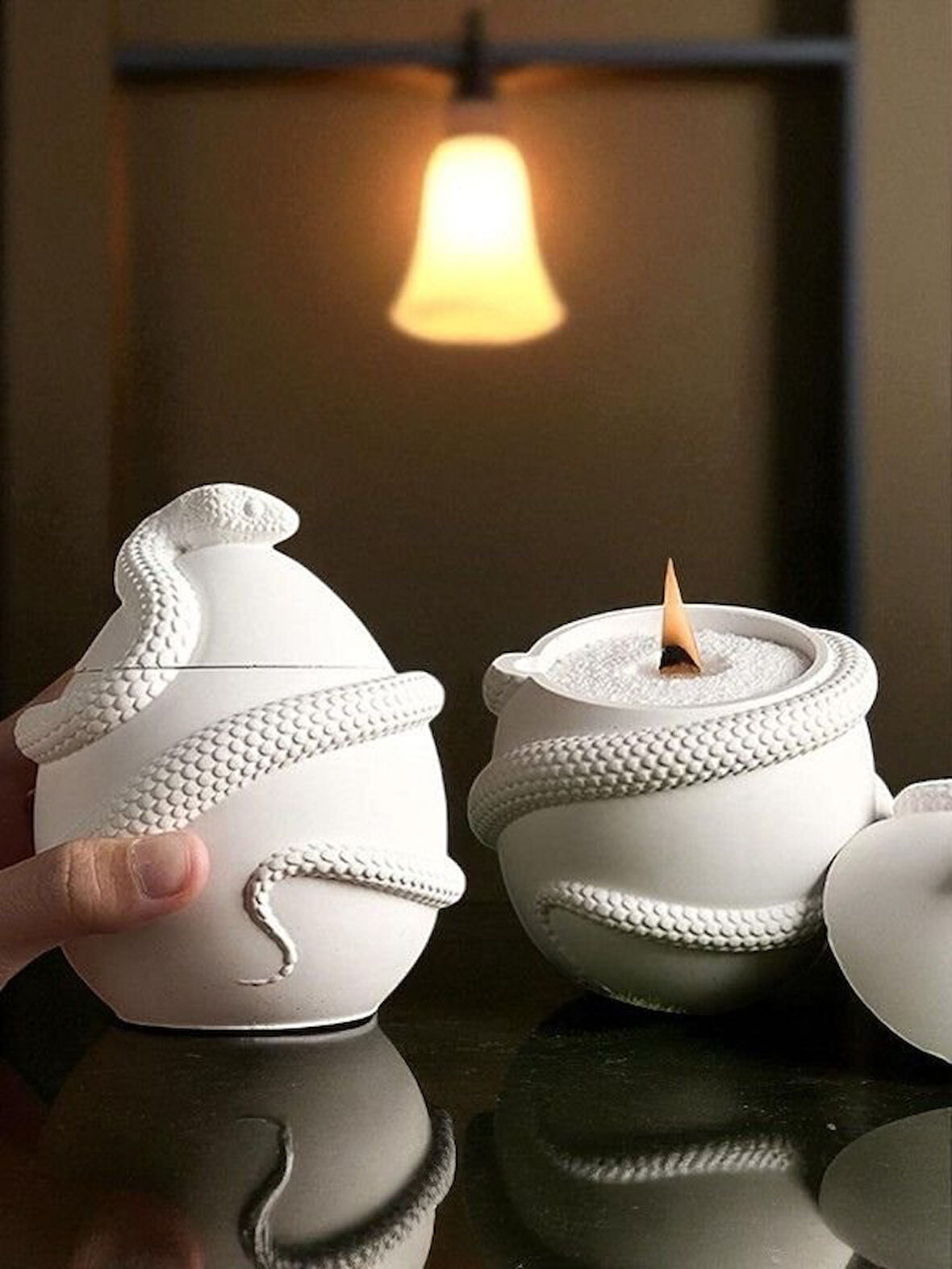 2'li Yılan Desenli Pinterest Mumluk, Bohem Tütsülük (İçi Boş)