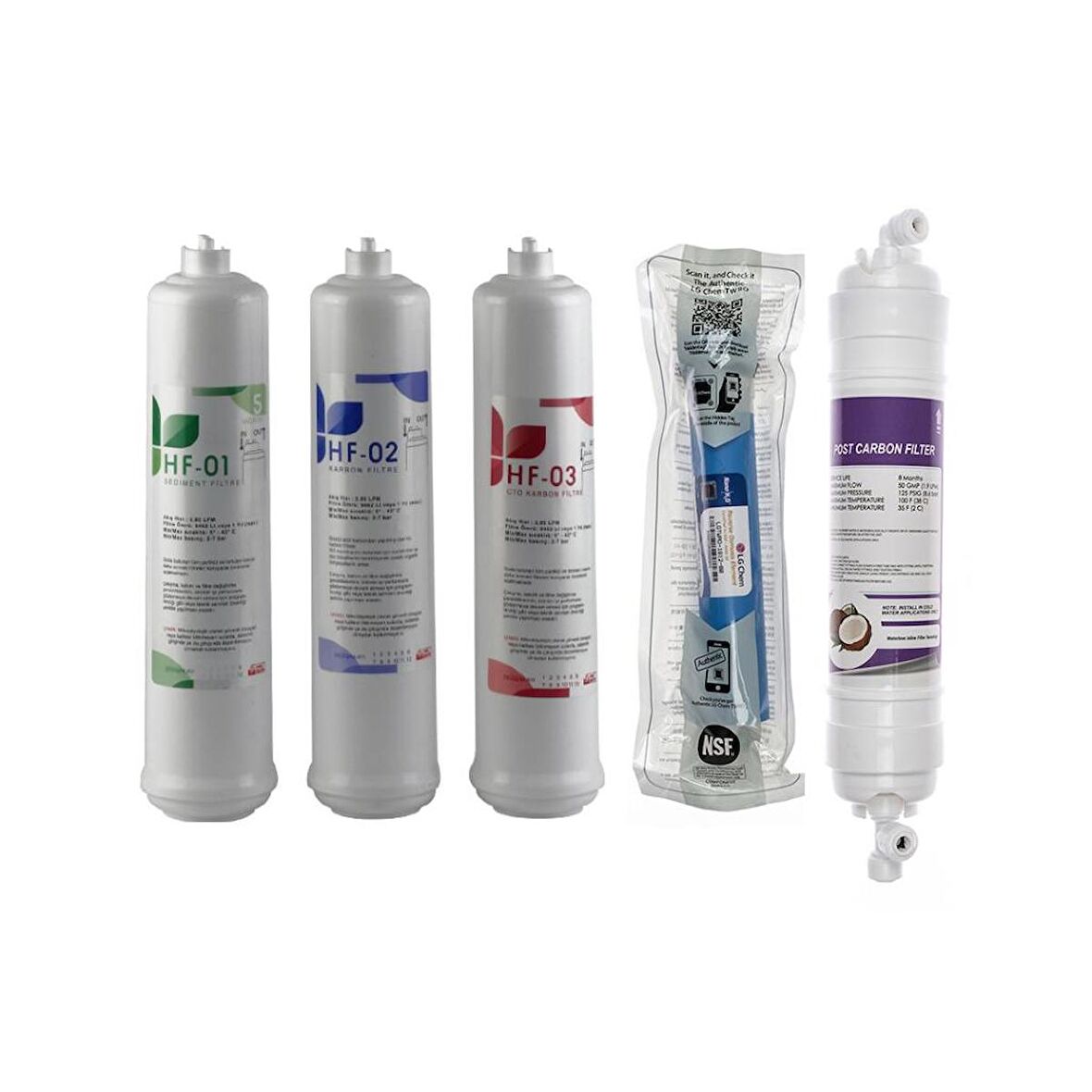 SULOOK KAPALI KASA SU ARITMA CİHAZLARINA UYUMLU ÜSTTEN ÇİFT ÇUBUKLU INLINE 5'Lİ SET LG MEMBRANLI