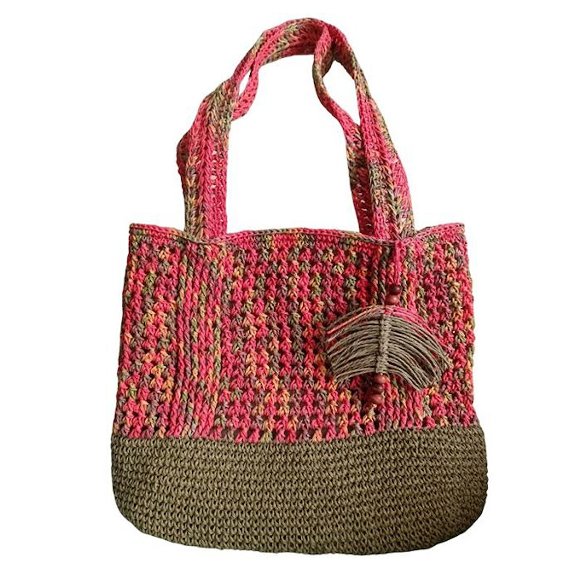 Uretti - Şennur 3131 4462 El Yapımı Astarlı Renkli Kağıt İp Omuz Çantası / 29 cm x 32 cm