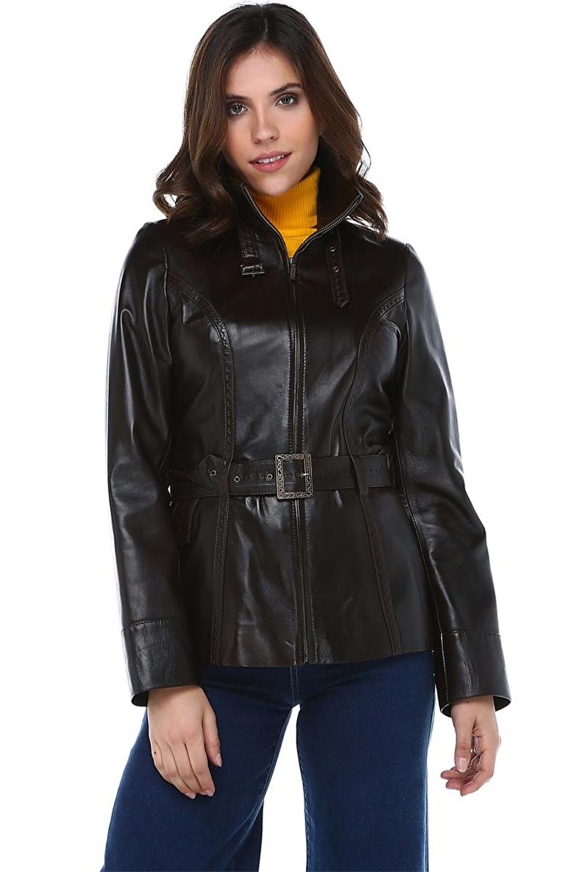 DERİCLUB K-827  Gerçek Deri Kadın Kaban