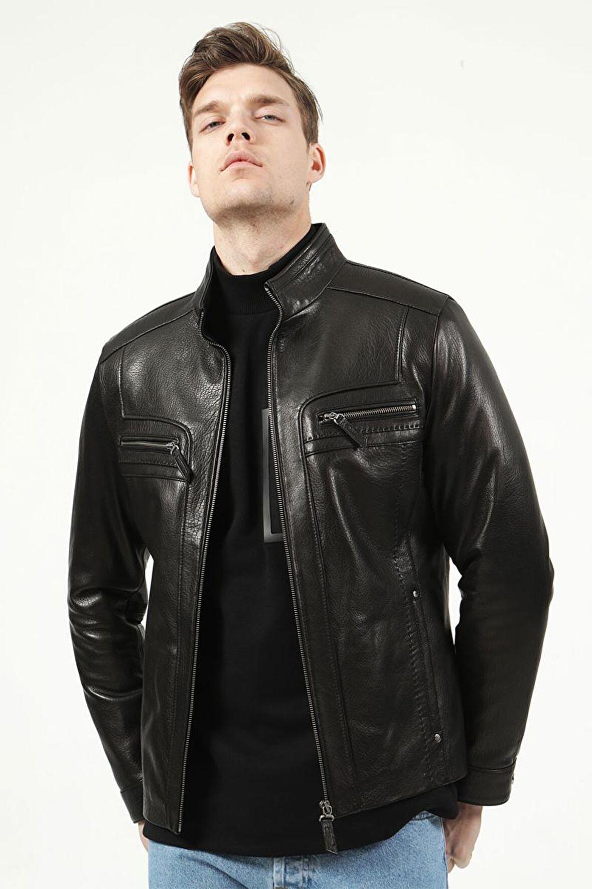 DERİCLUB E1004 JUMBO Gerçek Deri Erkek Mont