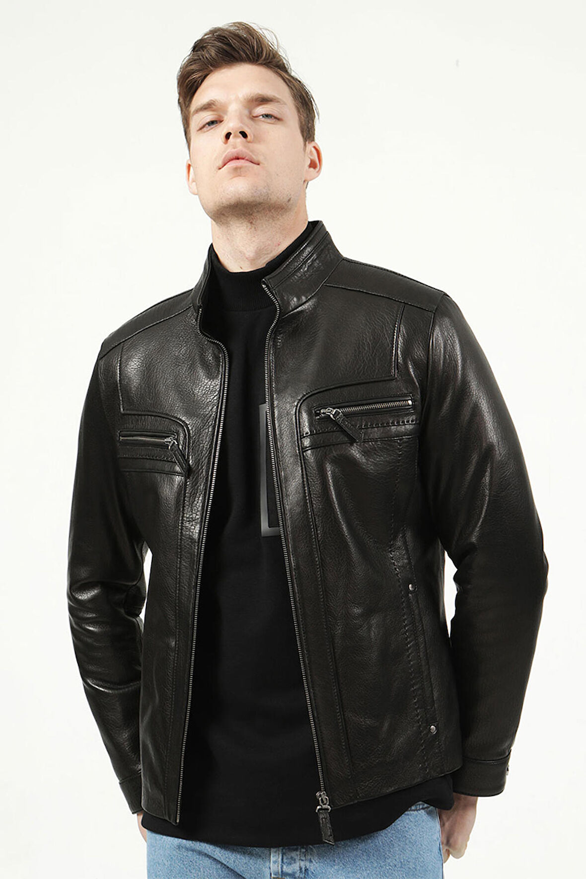 DERİCLUB E1004 JUMBO Gerçek Deri Erkek Mont