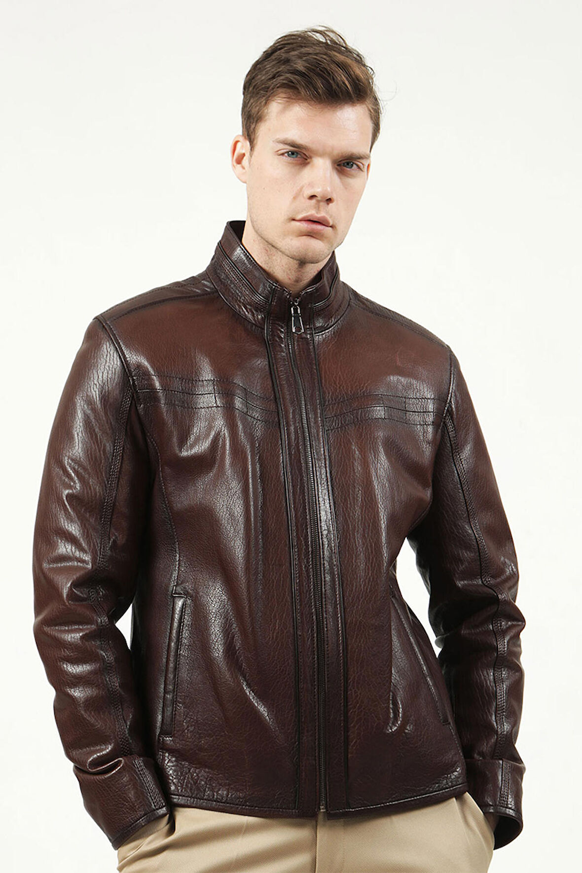 DERİCLUB E1097 JUMBO Gerçek Deri Erkek Mont