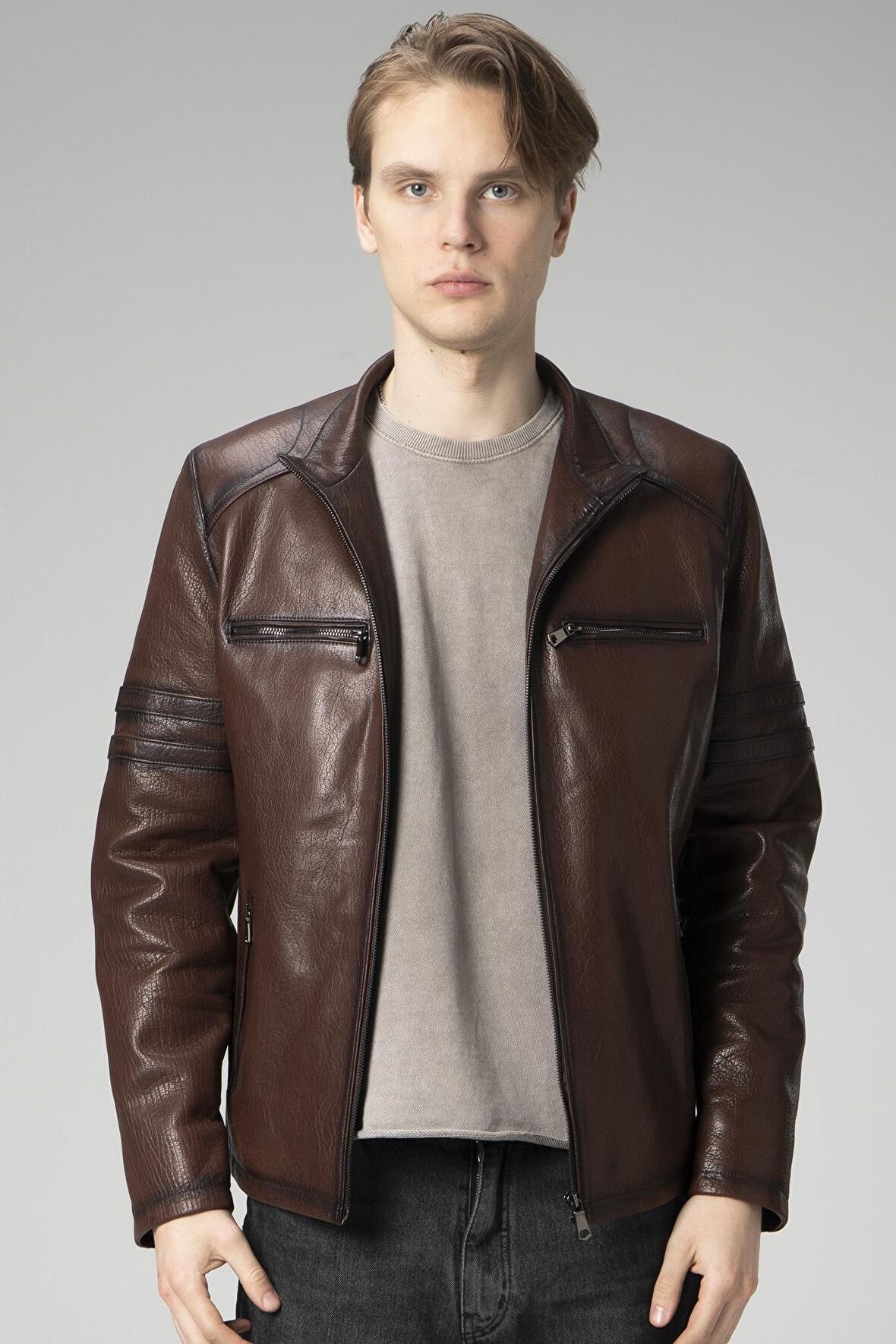 DERİCLUB E2214 JUMBO Gerçek Deri Erkek Mont