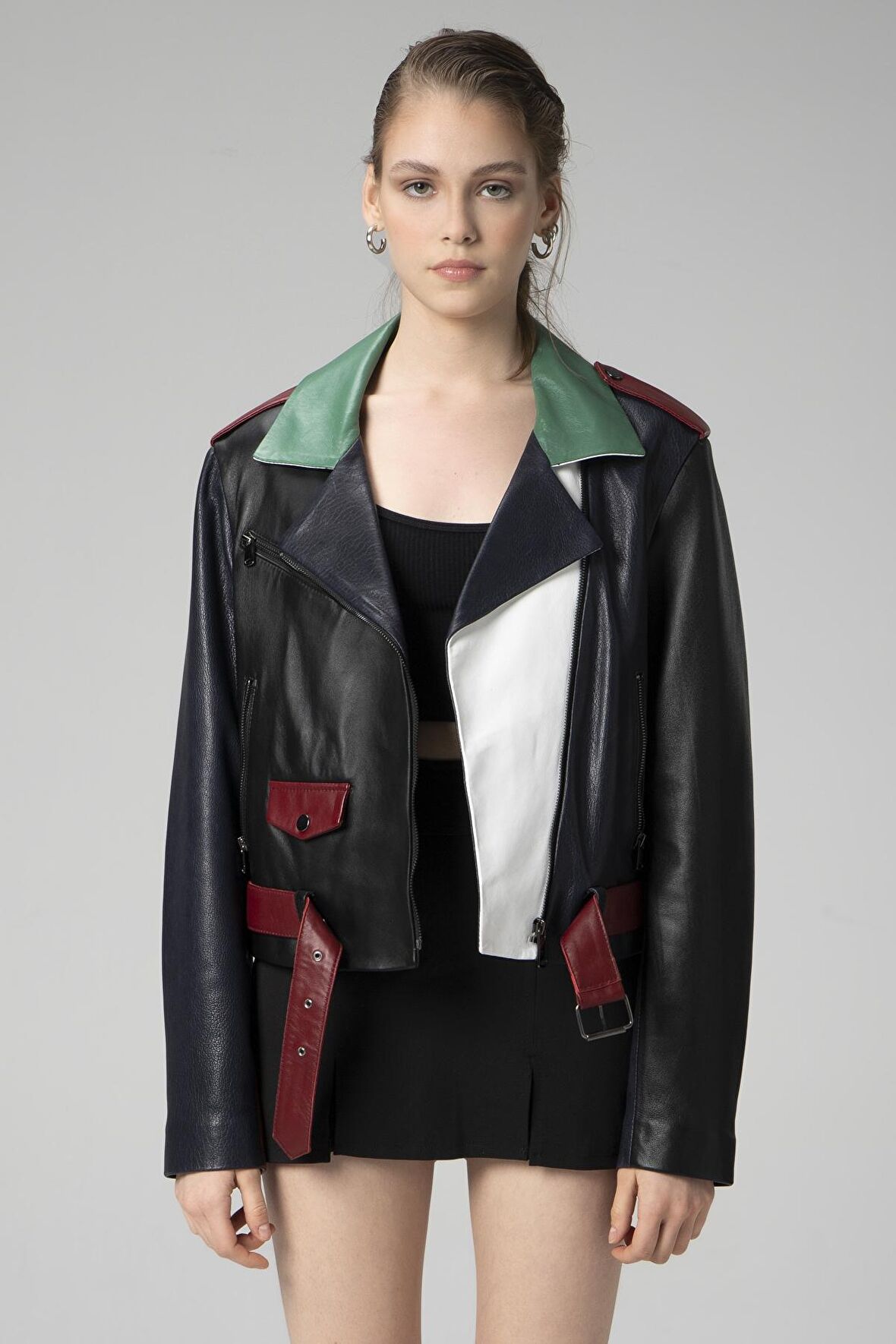 DERİCLUB VGN2 Gerçek Deri Oversize Kadın Mont