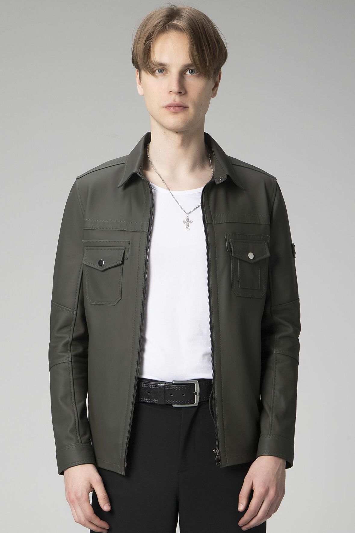 DERİCLUB WM244 TAFTA Gerçek Deri Erkek Mont