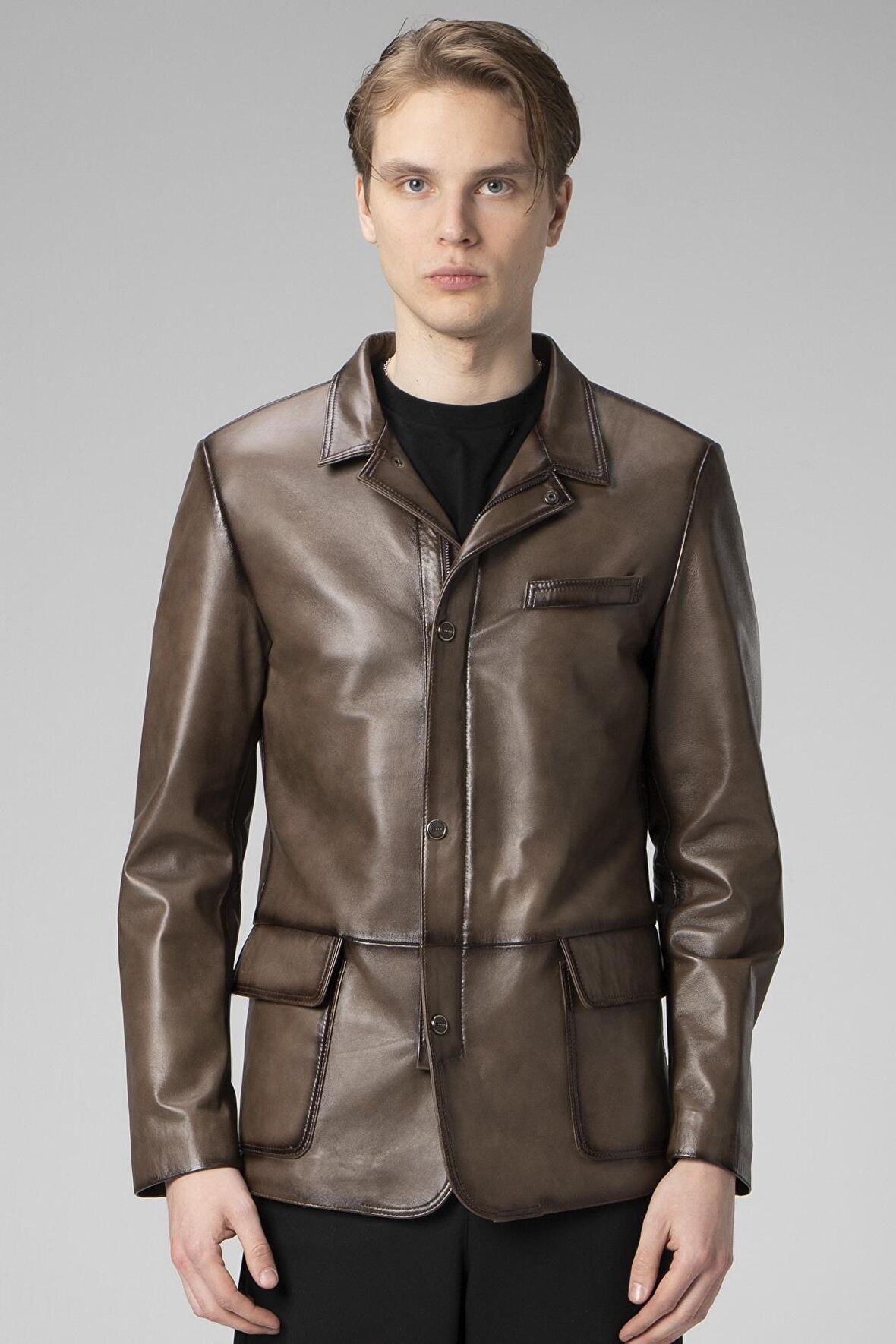 DERİCLUB E1031-1 Gerçek Deri Erkek Mont