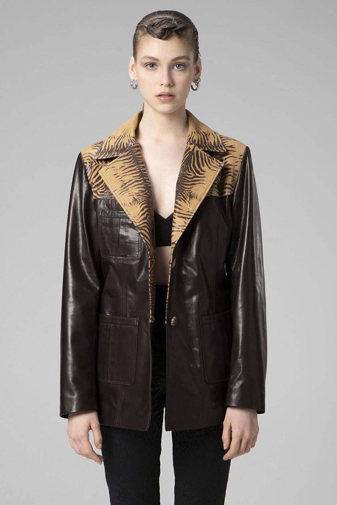 DERİCLUB WM043 VEJETAL Gerçek Deri Kadın Ceket