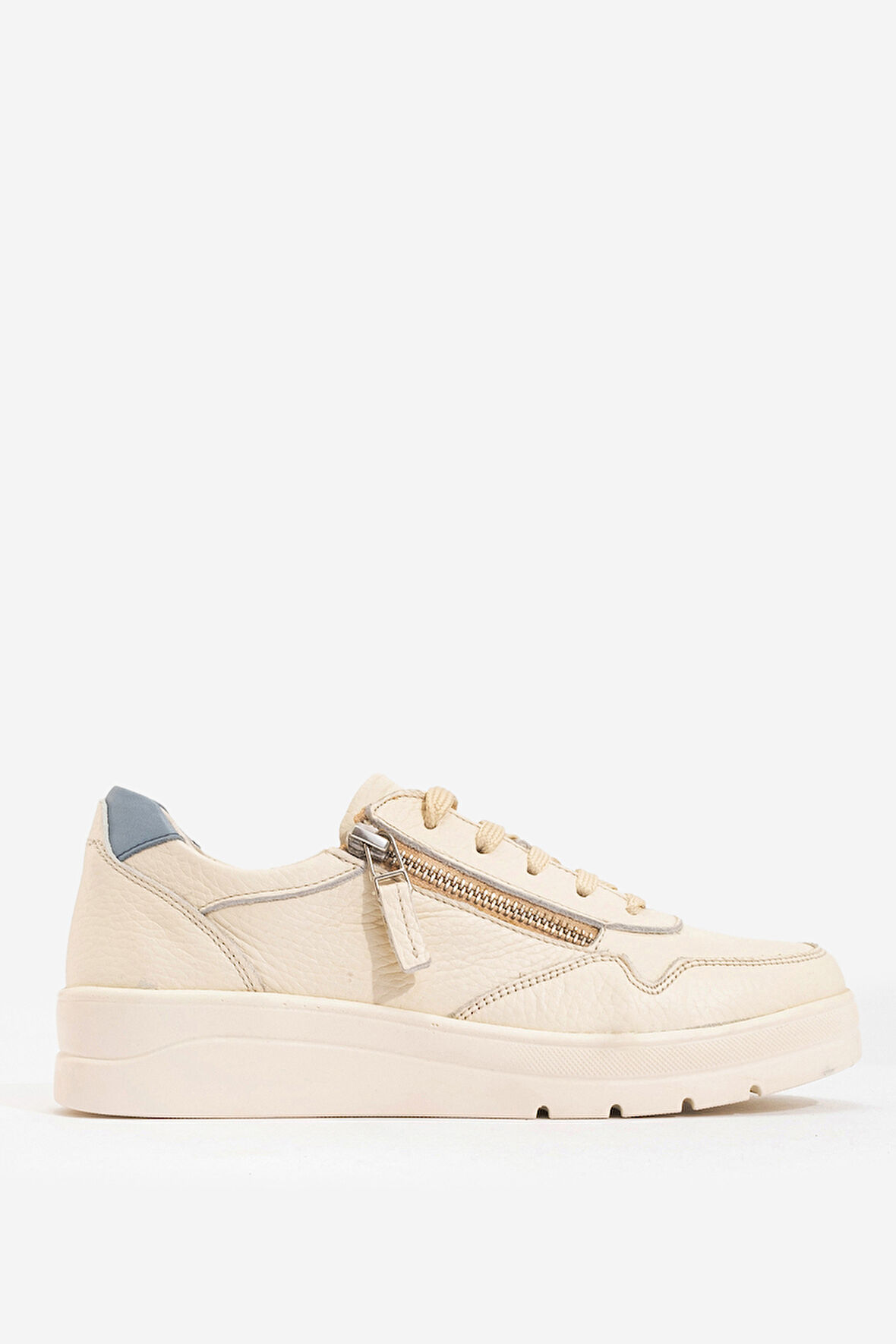 DERİCLUB Kadın Yüksek Taban Bağcıklı Günlük Sneaker Gerçek Deri 241272 BEJ