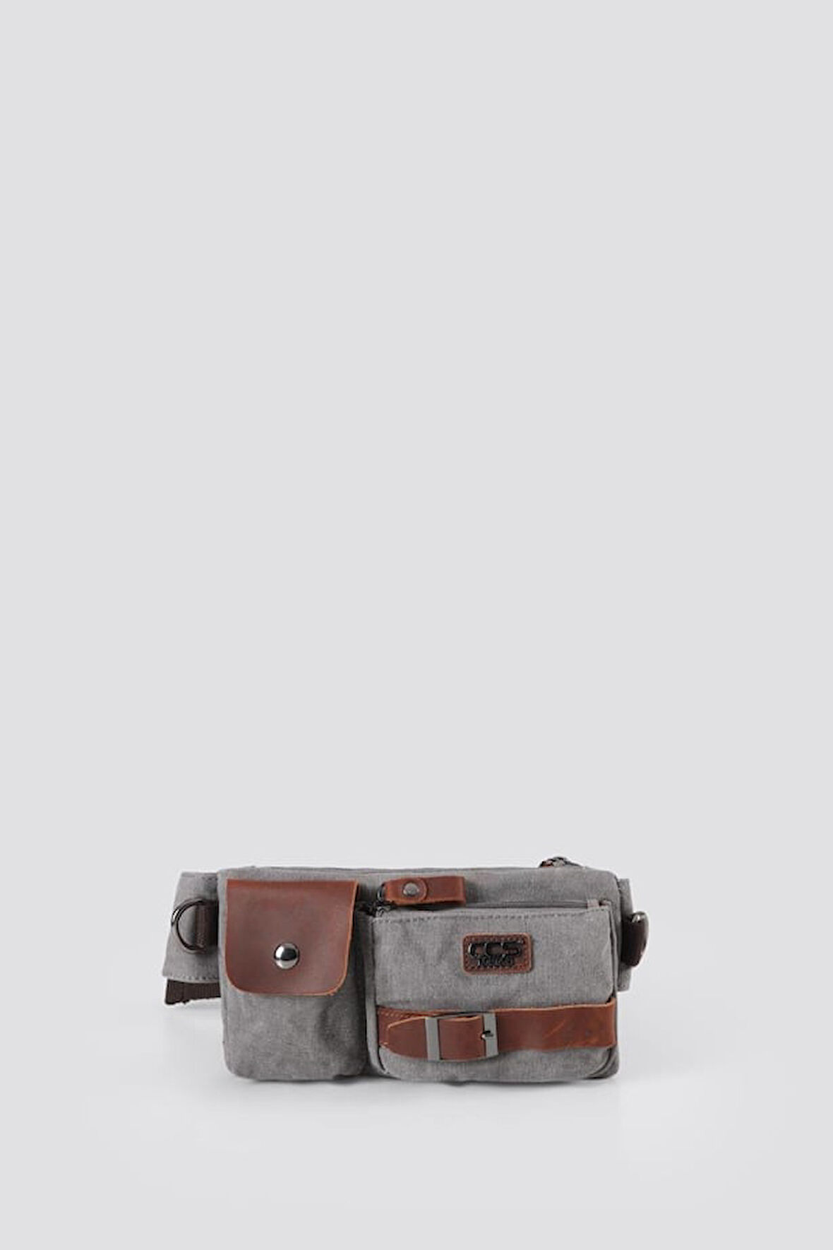 ÇÇS 31459 Kanvas Kumaş Askılı Bel ve Omuz Çantası GREY