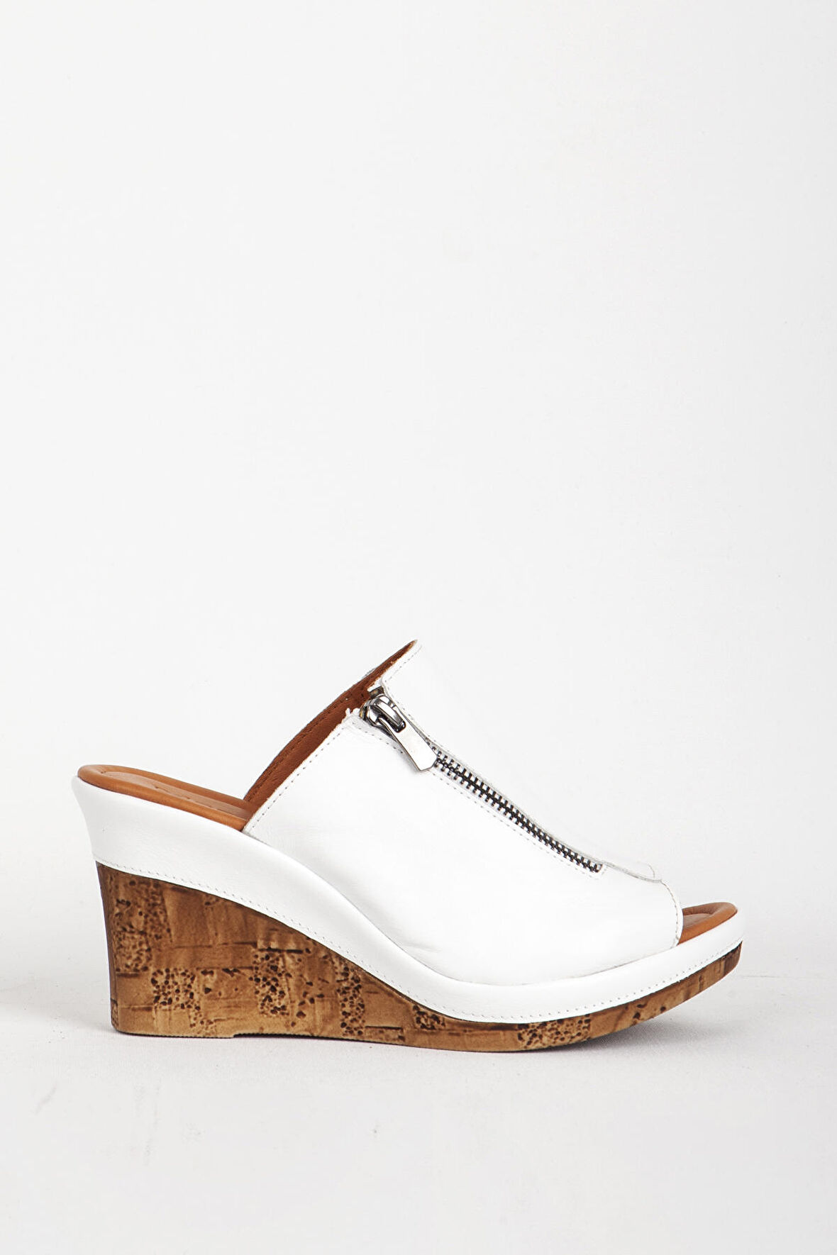 DERİCLUB RC 6137 Gerçek Deri Dolgu Topuk Kadın Terlik