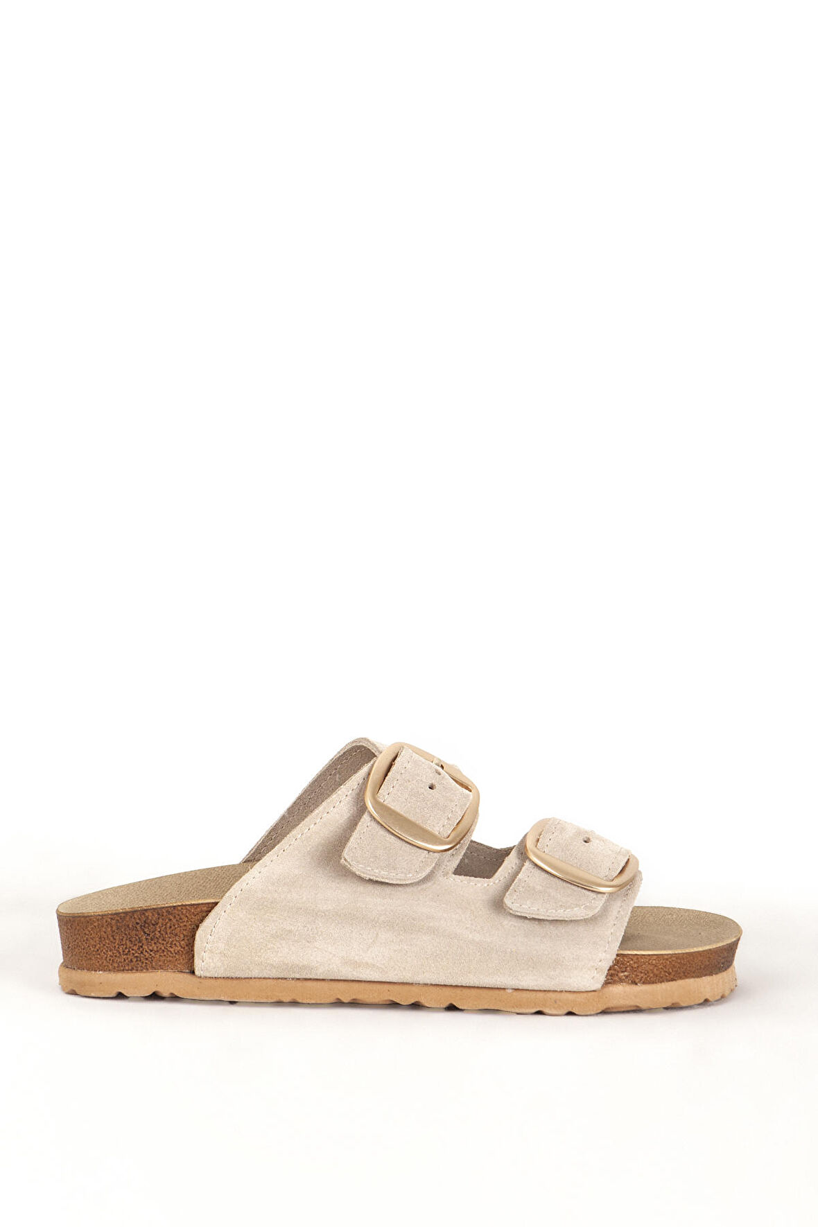 DERİCLUB ZY 7543 Gerçek Süet Deri Kadın Tokalı Terlik