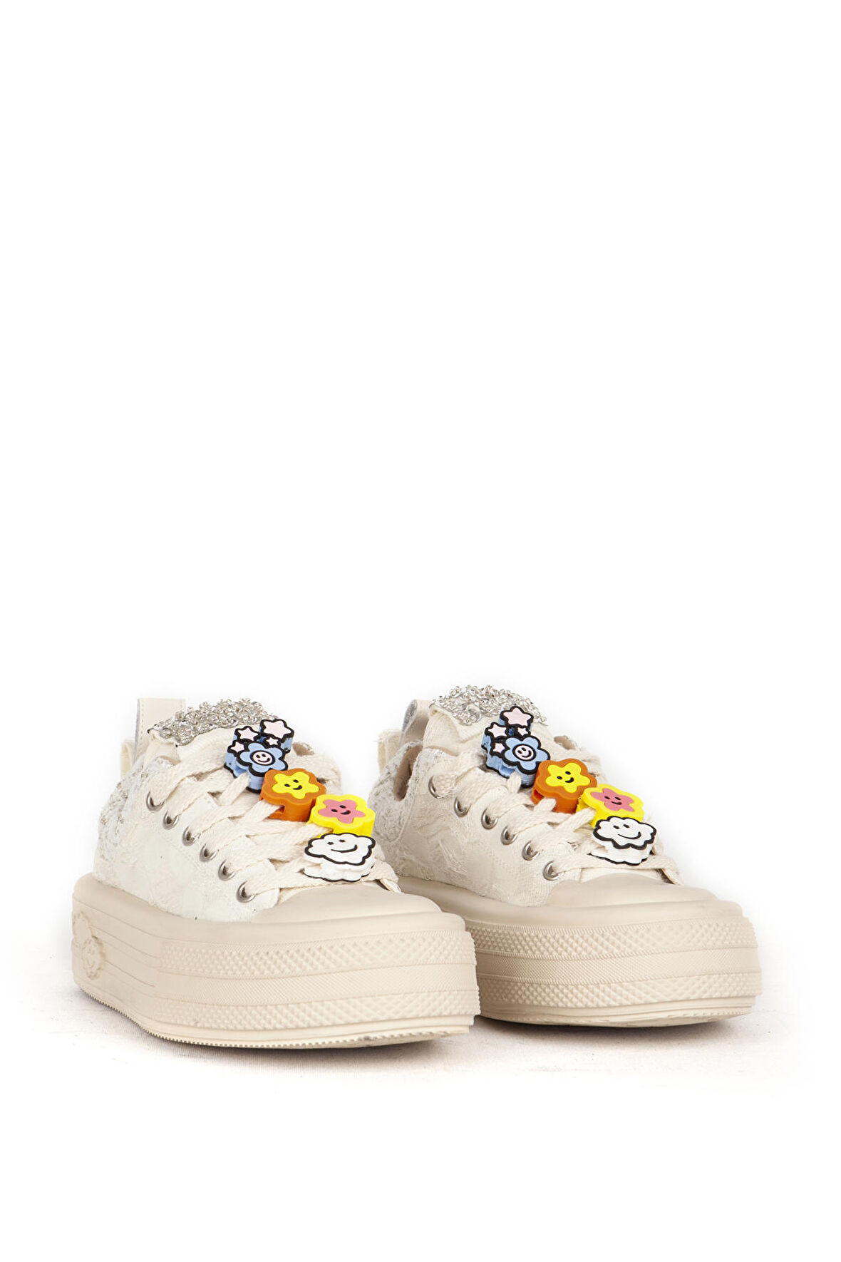 SCOOTLAND Kadın Sneaker Yüksek Taban Bağcıklı Günlük Ayakkabı 19000 BEJ