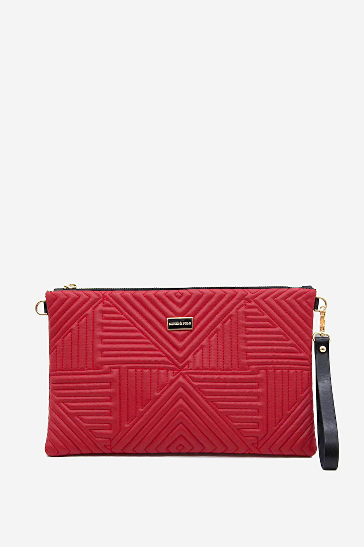 SİLVER POLO 1034 Tek Bölmeli Kadın Portföy & Clutch PYRAMID KIRMIZI