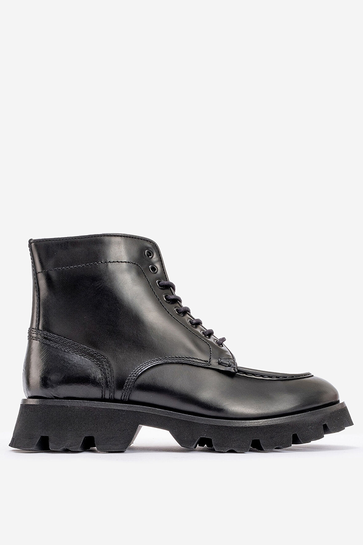 Erkek Kalın Taban Bağcıklı Fermuarlı Casual Bot Gerçek Deri MC 20235 SİYAH