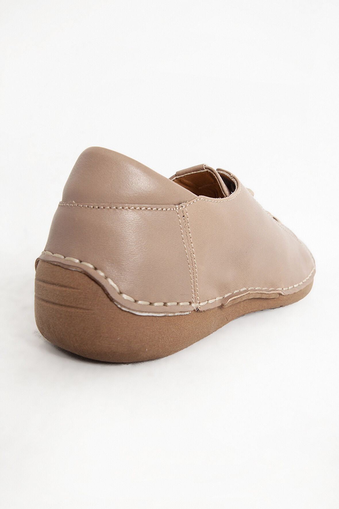 Kadın Comfort Lastik Bağcıklı Spor Günlük Ayakkabı Gerçek Deri BR 44186 VİZON