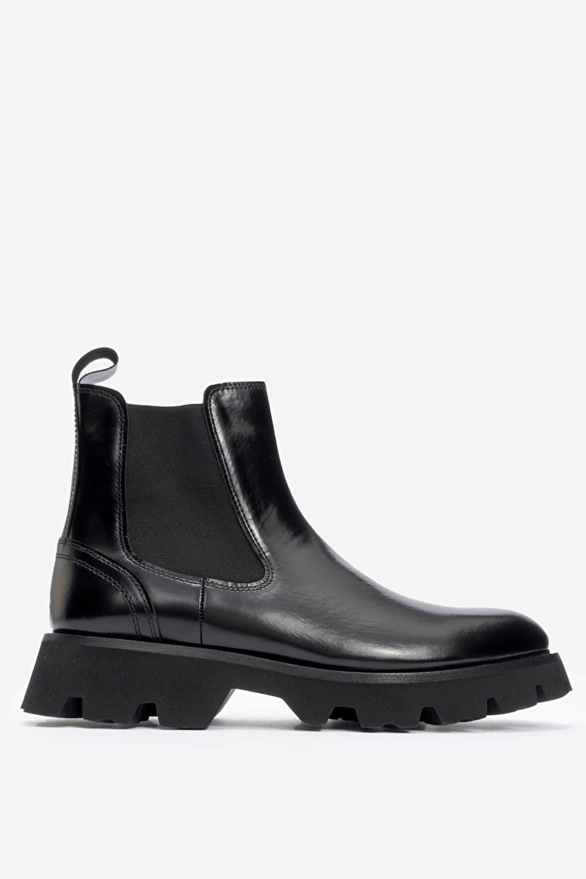 Erkek Kalın Taban Esnek Yan Bantlı Chelsea Bot Gerçek Deri MC 20285 SİYAH