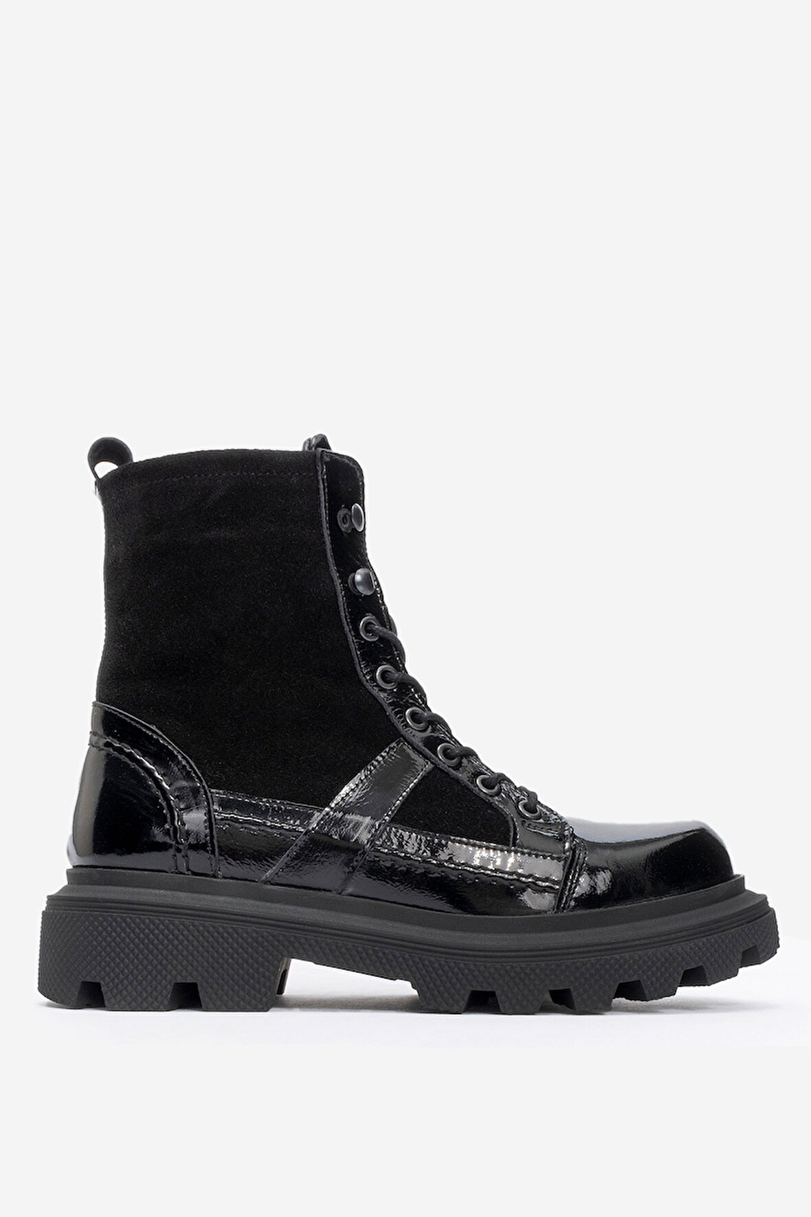 DERİCLUB Kadın Kalın Taban Fermuarlı Casual Bot Gerçek Deri RC 38805 RUGAN SİYAH