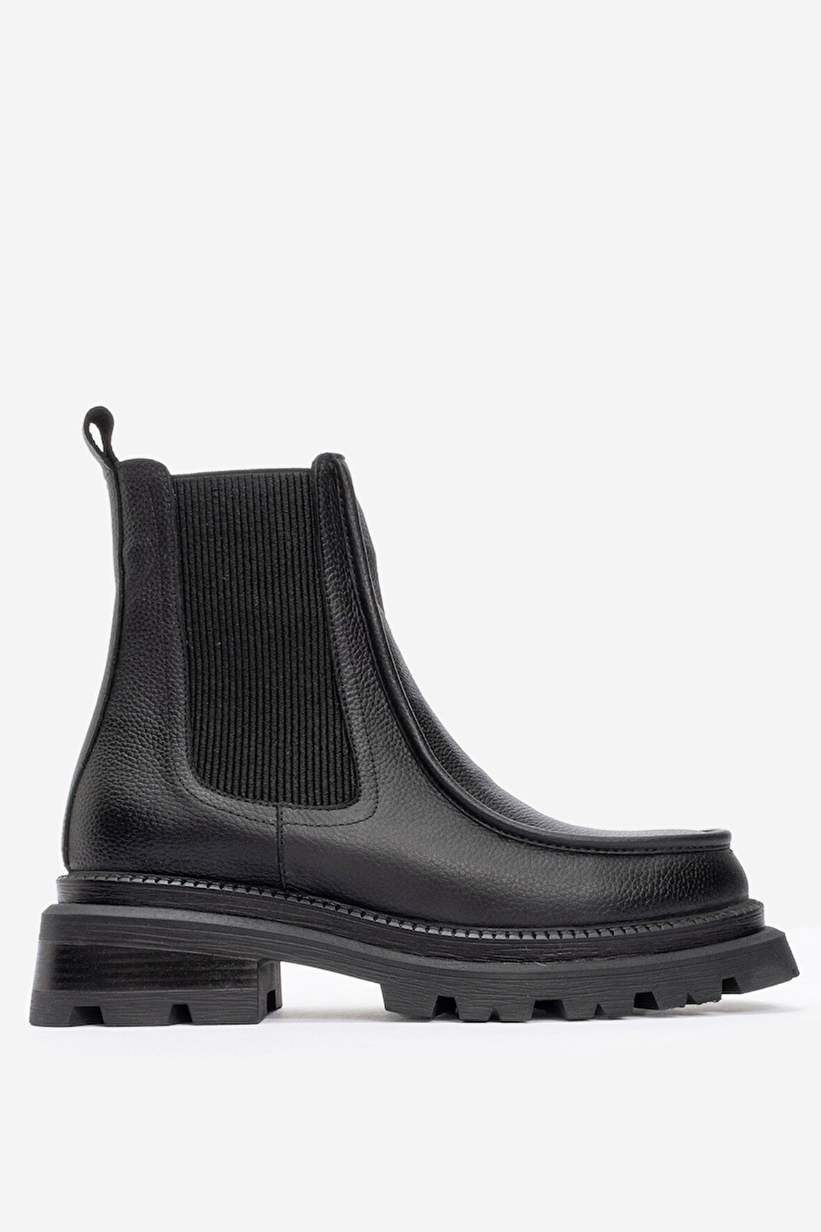 Kadın Kalın Taban Casual Chelsea Bot Gerçek Deri RC 37509 SİYAH