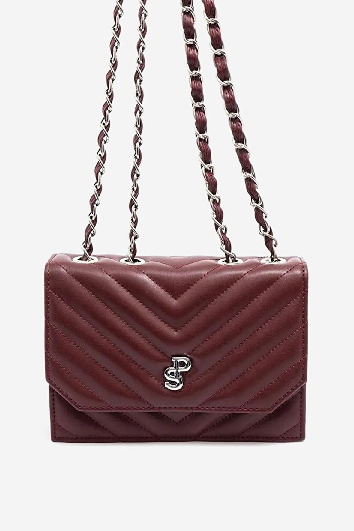 SİLVER POLO Kadın Zincir Askılı Kol Çantası SP 1150 BORDO/MAT BORDO