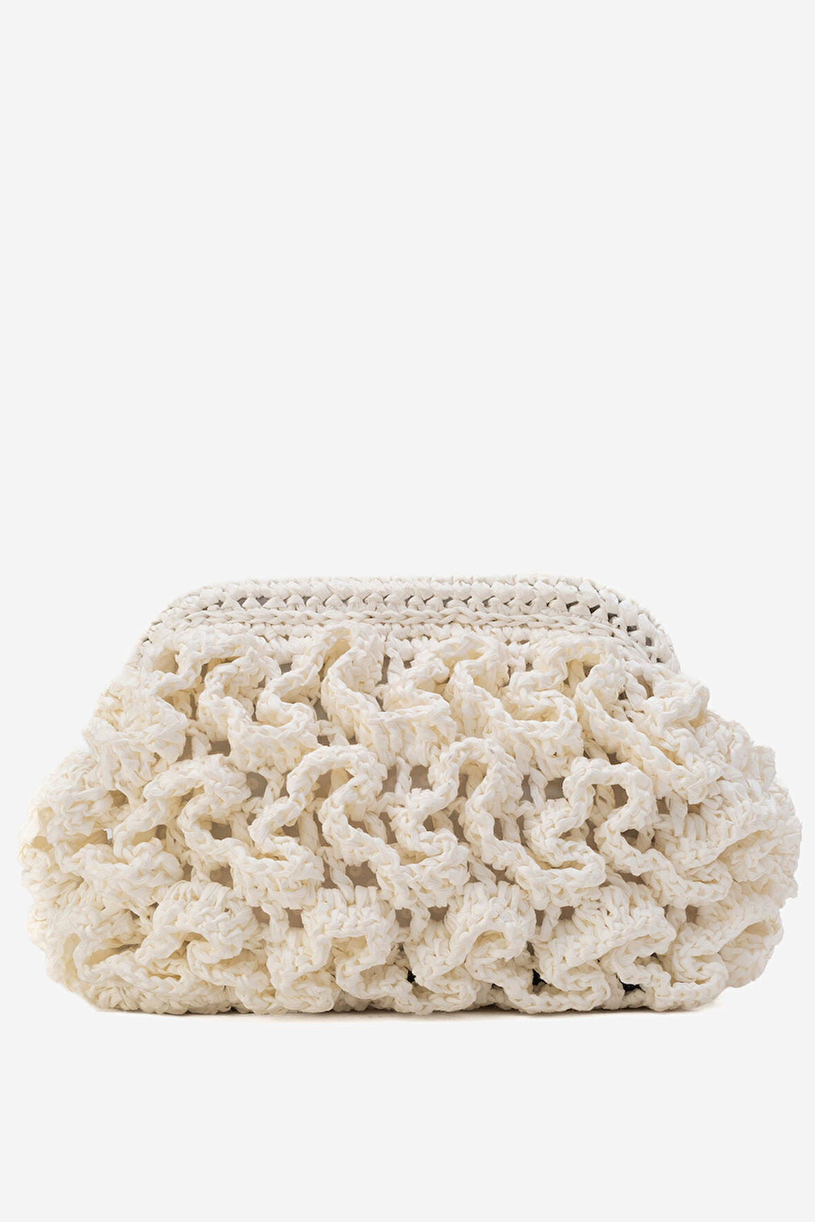 DERİCLUB Kadın Hasır Handmade Bulut Örgü Çapraz Askılı Çanta ZY 25006 BEYAZ