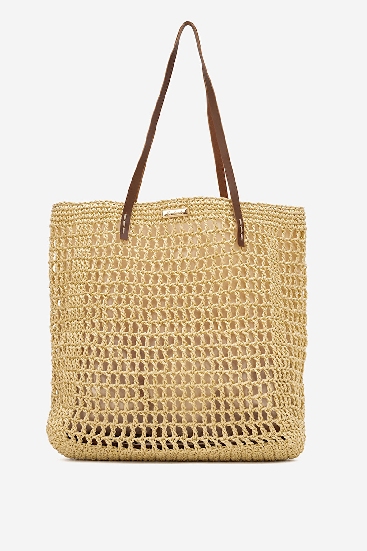 DERİCLUB Kadın Hasır El Yapımı Omuz Çantası  ZY 25002 BEJ