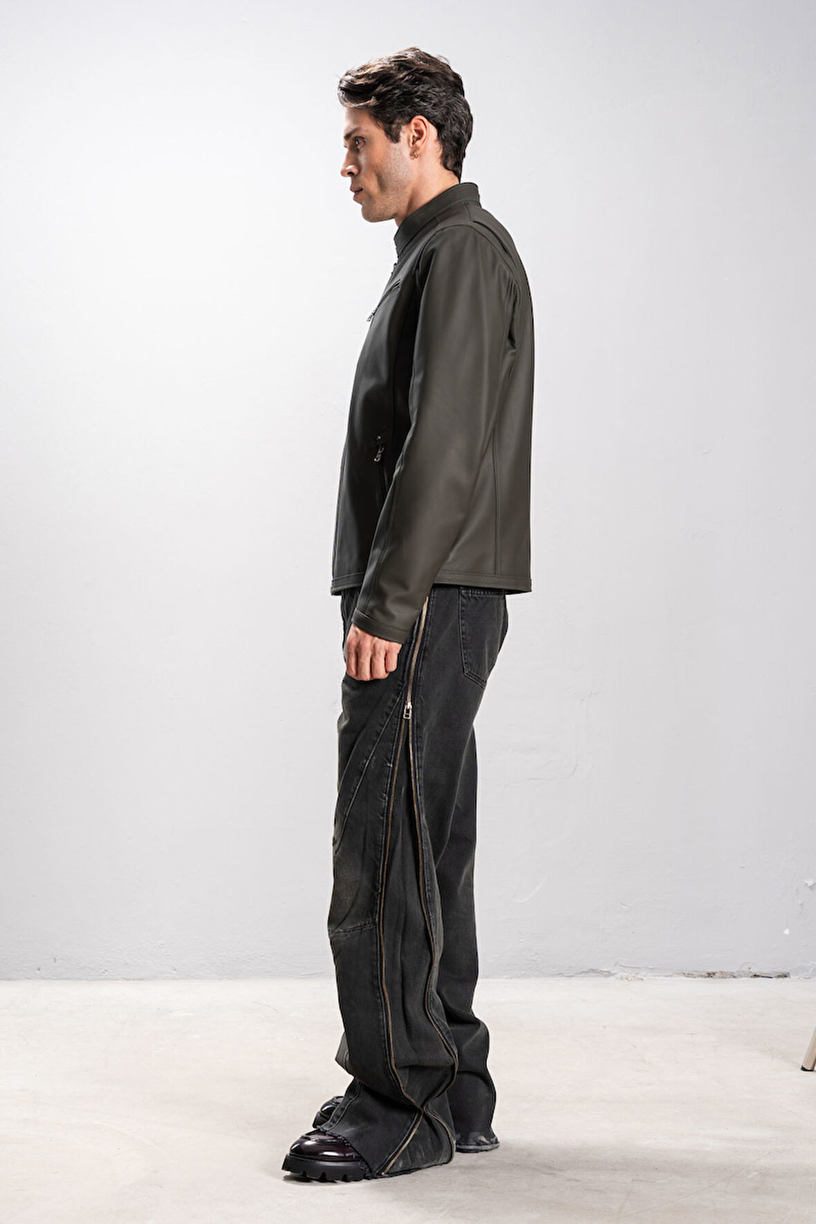 DERİCLUB Faenza Erkek Hakim Yaka Slimfit Gerçek Deri Mont YEŞİL