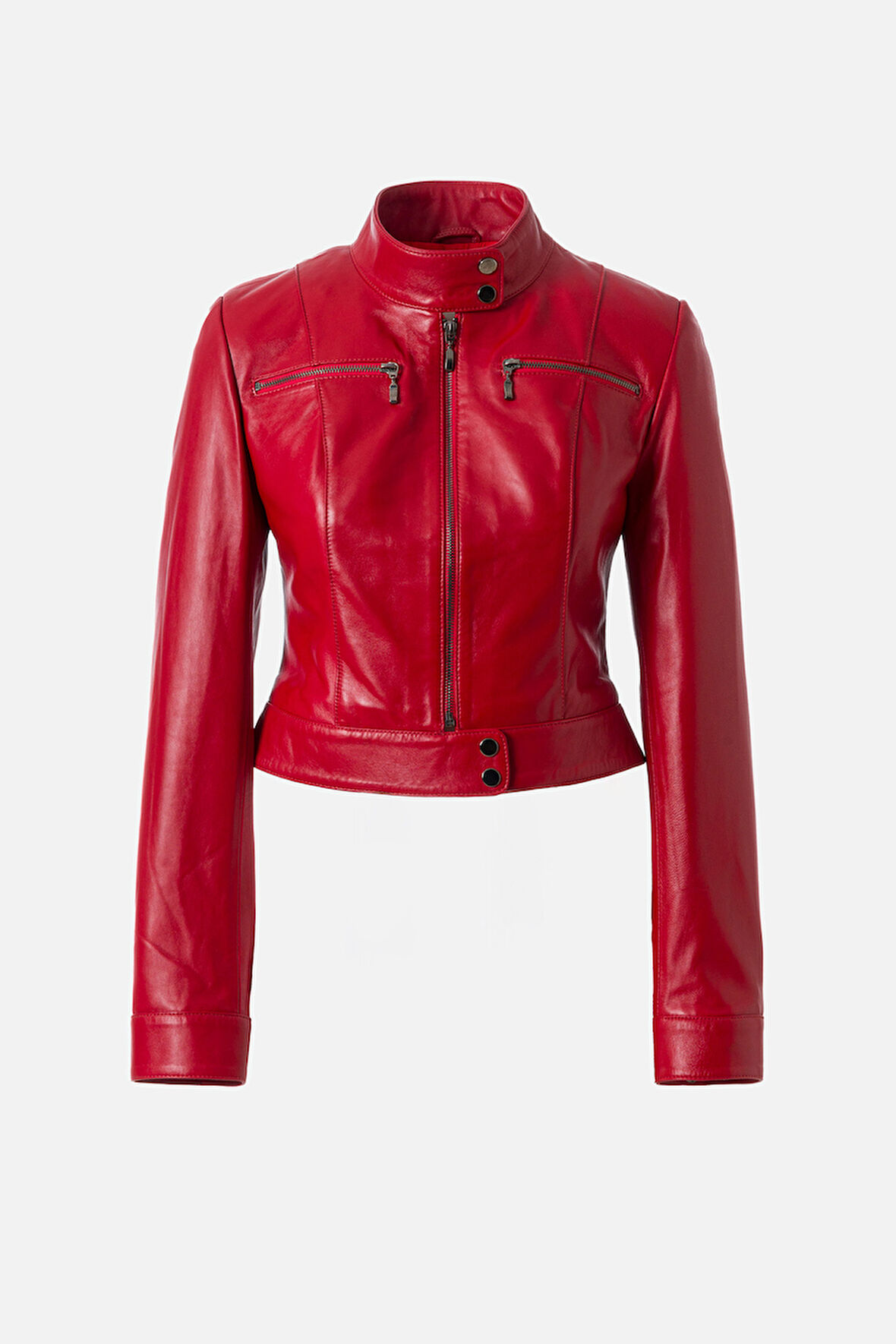 DERİCLUB Kelly Kadın Gerçek Deri Mont KIRMIZI