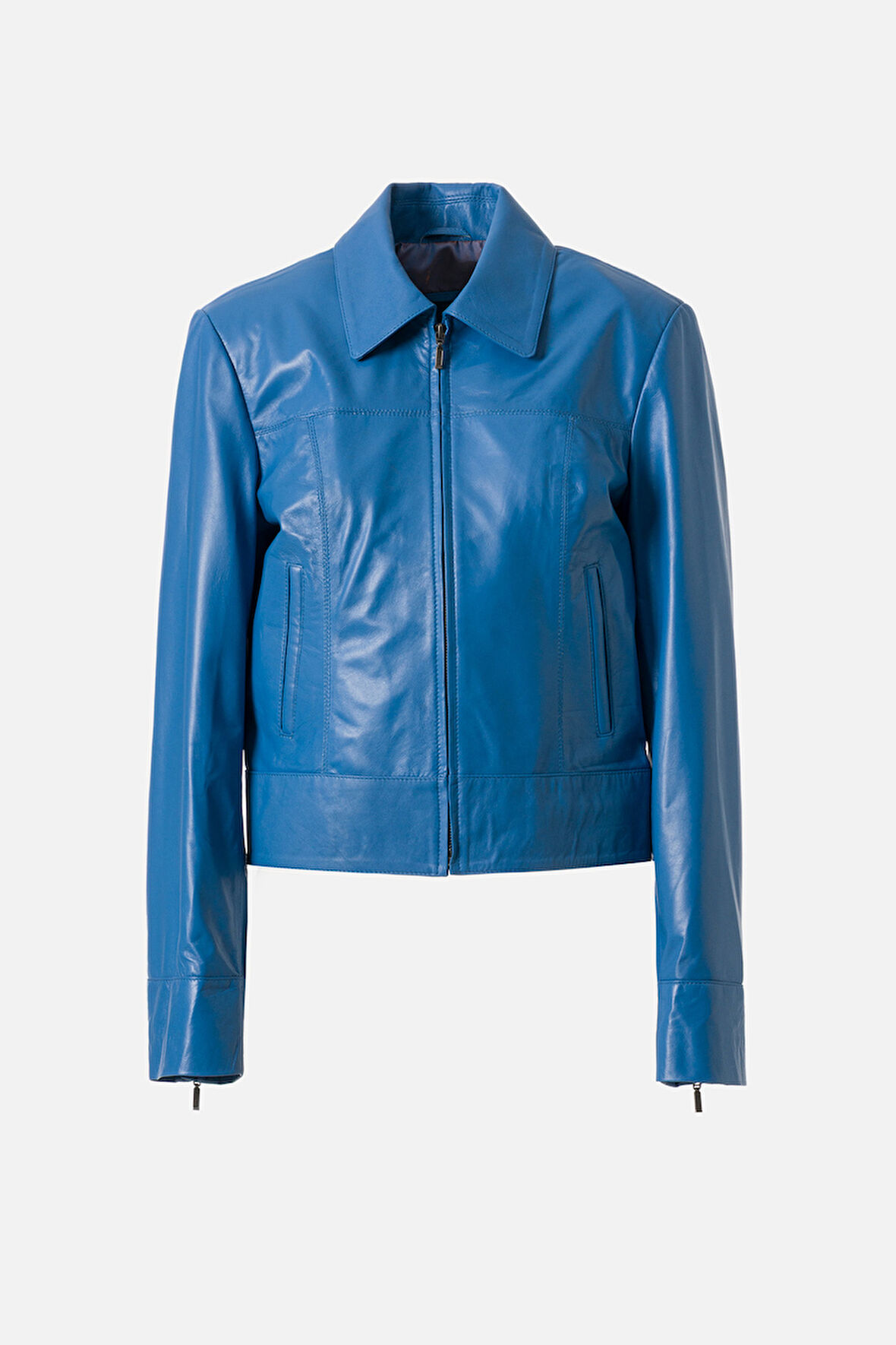 DERİCLUB Bella Kadın Gerçek Deri Mont MAVİ