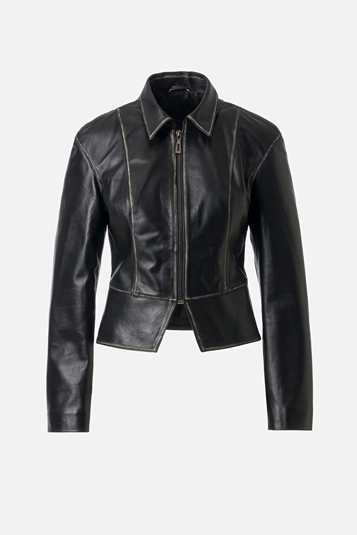 DERİCLUB Emma Kadın Gerçek Deri Mont SİYAH/ BEYAZ